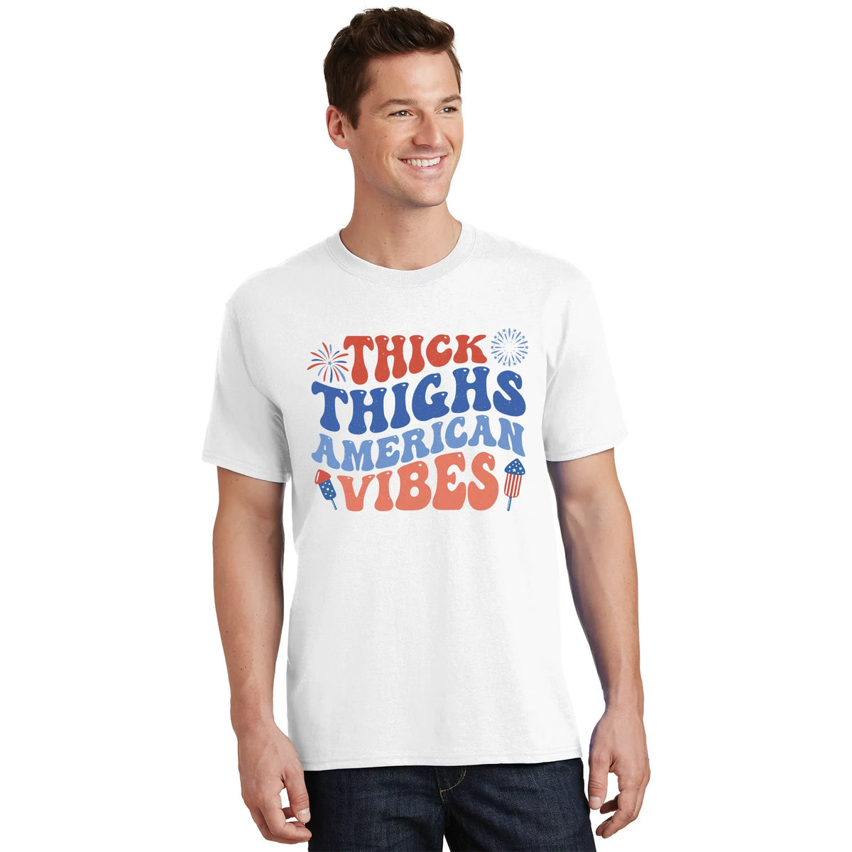 4th Of July Thick Thighs American Vibes Gift T-Shirt product image 1