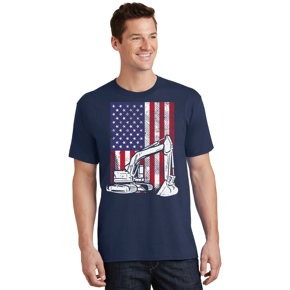 American Excavator Fourth 4th Of July T-Shirt product image 1