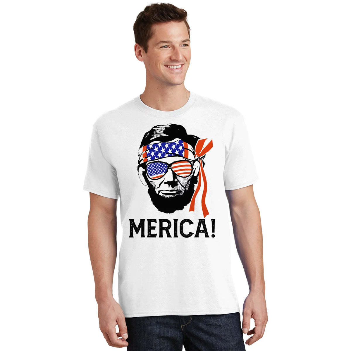 Abraham Lincoln 4th Of July Merica American Flag T-Shirt product image 1