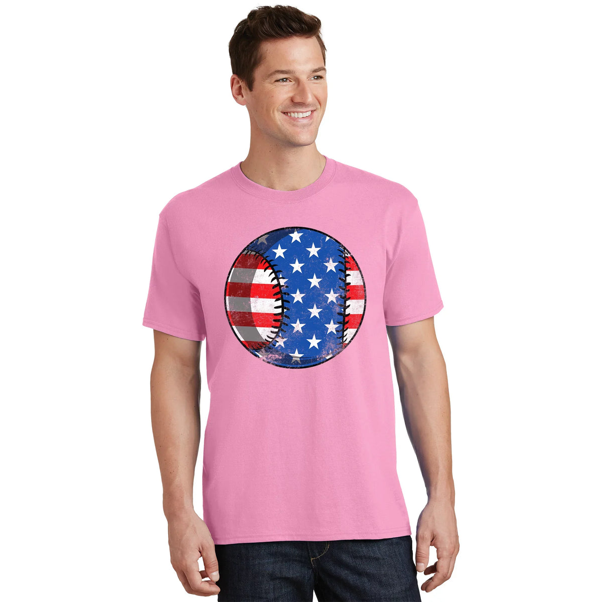 Baseball Ball 4th Of July Boys American Flag T-Shirt product image 1