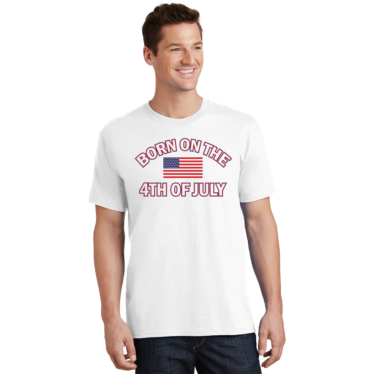Born On The 4th Of July Funny American Flag T-Shirt product image 1