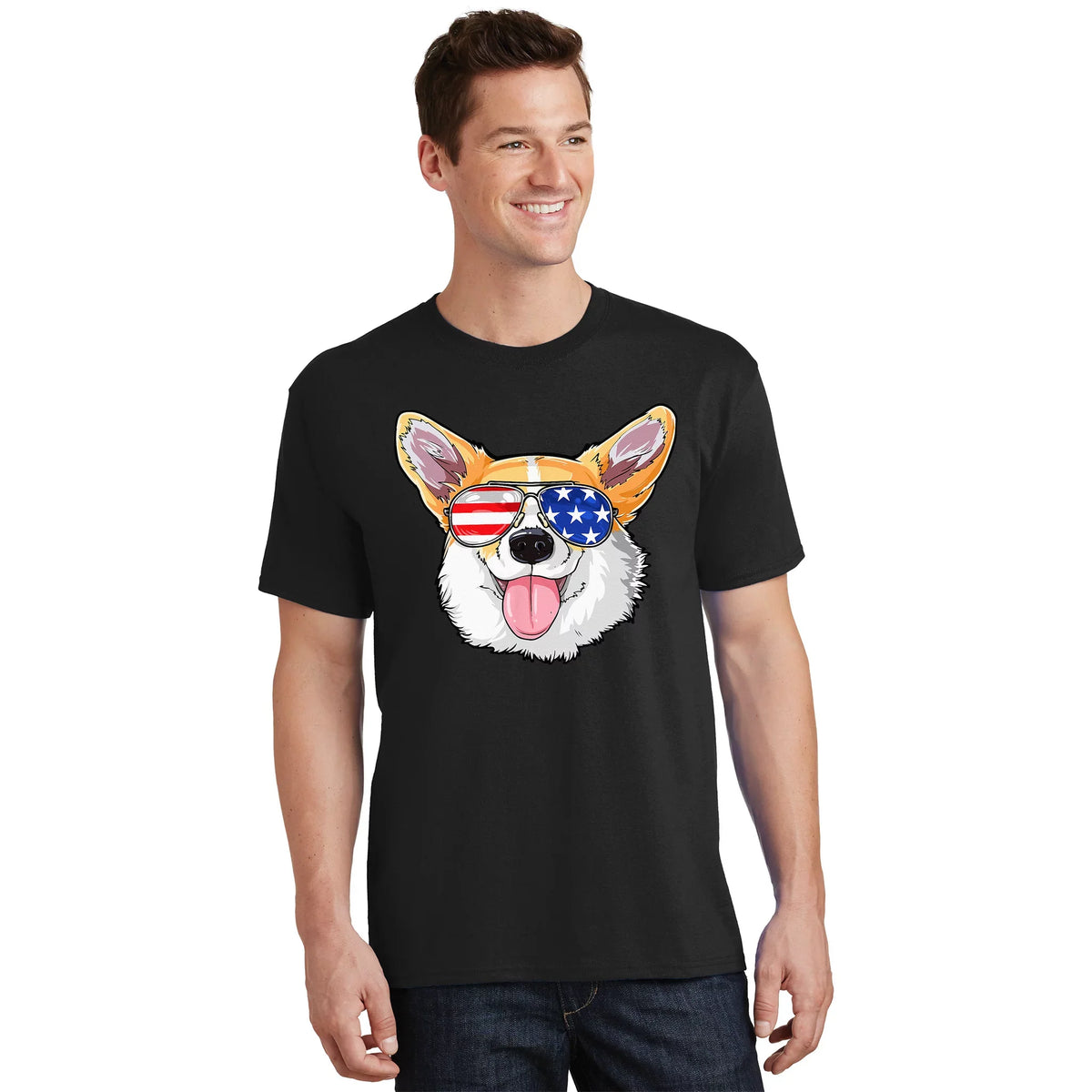 Corgi 4th Of July American Sunglasses Dog Puppy USA T-Shirt product image 1