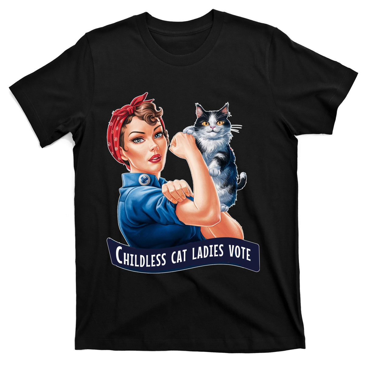 Childless Cat Ladies Vote Rosie The Riveter T-Shirt product image 1