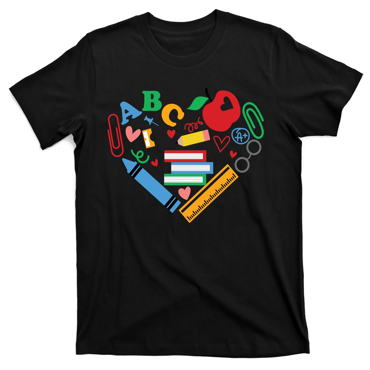 Cute Heart Love Back To School Supplies T-Shirt product image 1
