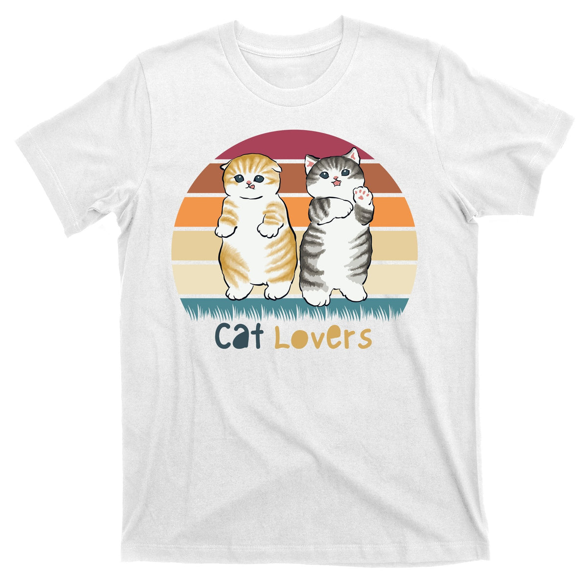 Cat Lovers Cute Retro Sunset T-Shirt product image 1