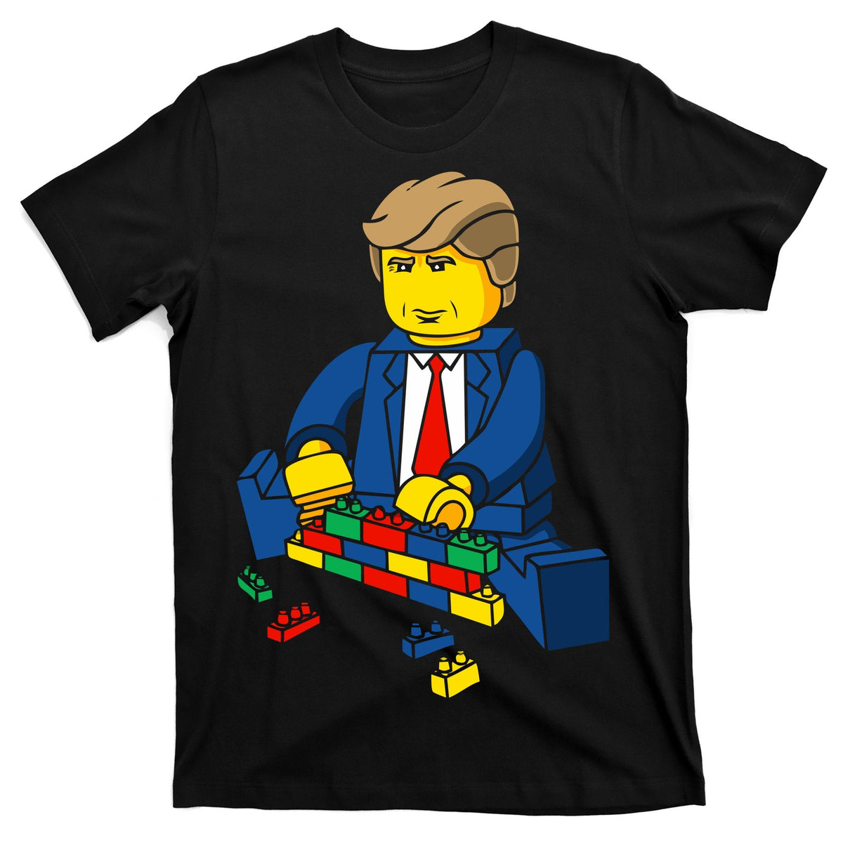 Donald Trump Building a Wall out of Toys T-Shirt product image 1