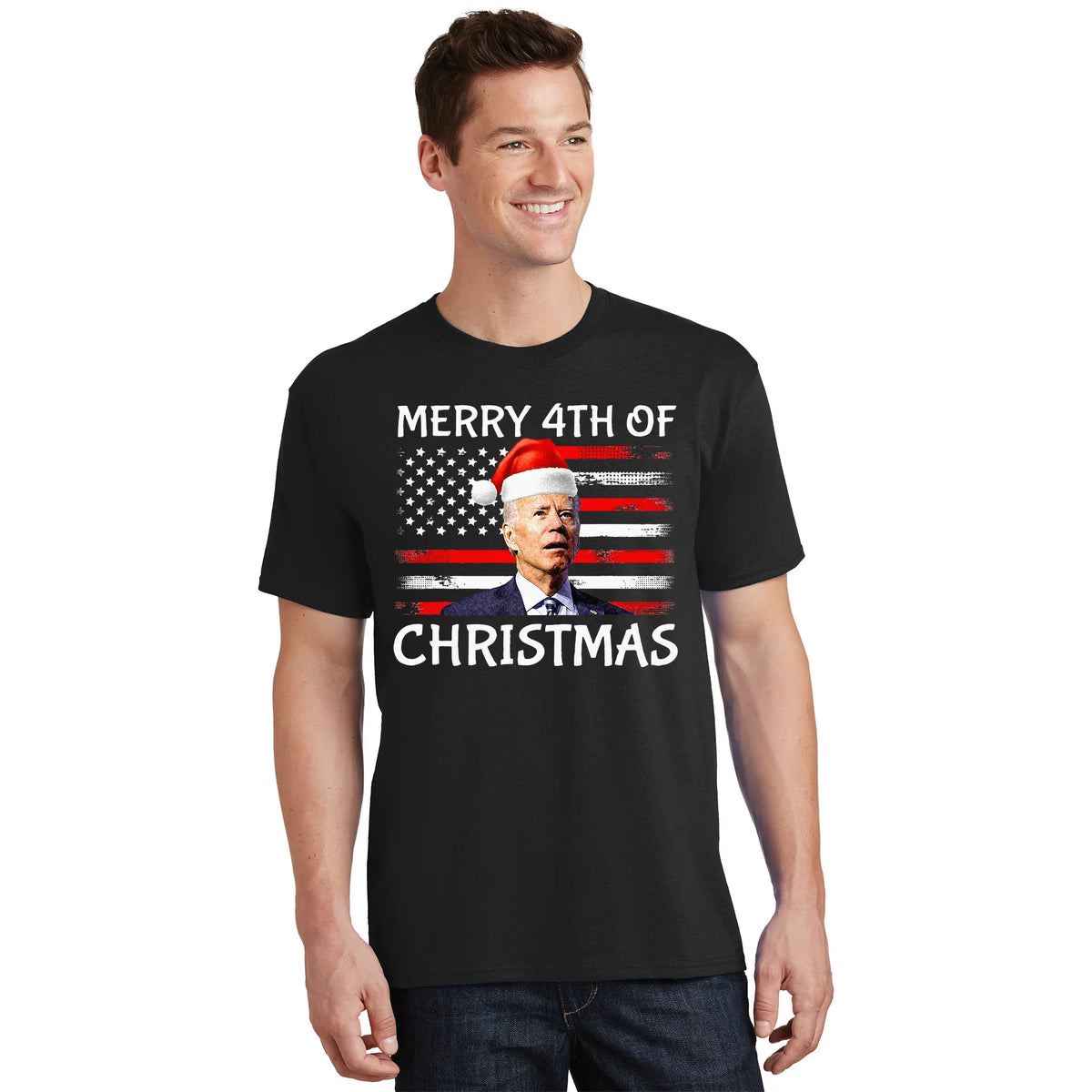Funny Biden Confused Merry Happy 4th Of July Christmas Flag product image 1