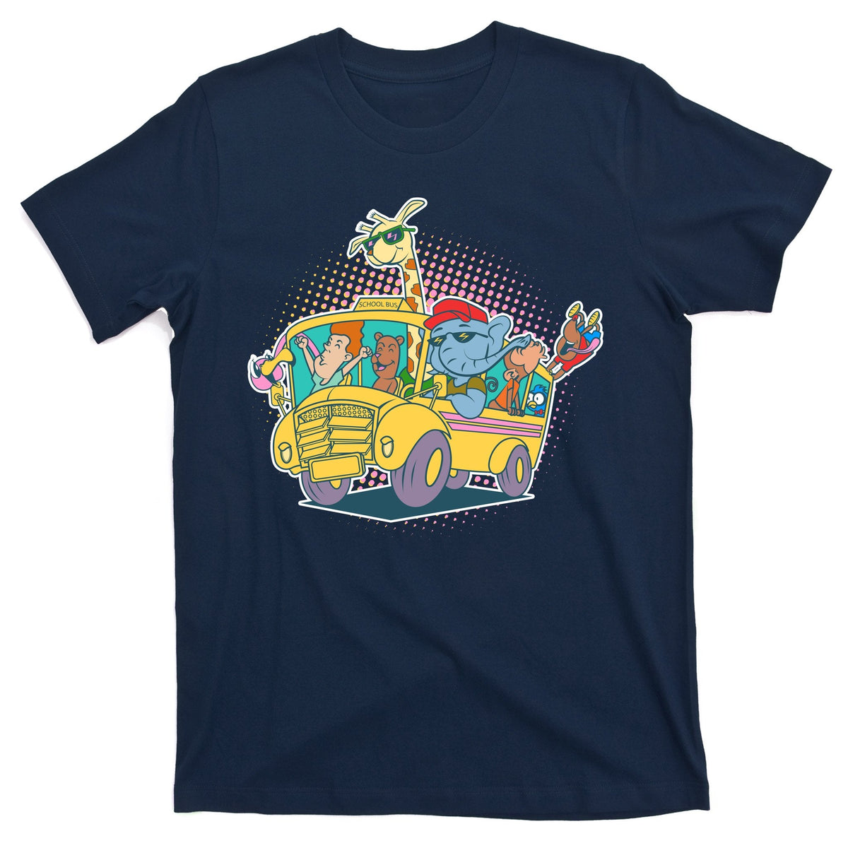 Funny Cool Back to School Animals Bus T-Shirt product image 1