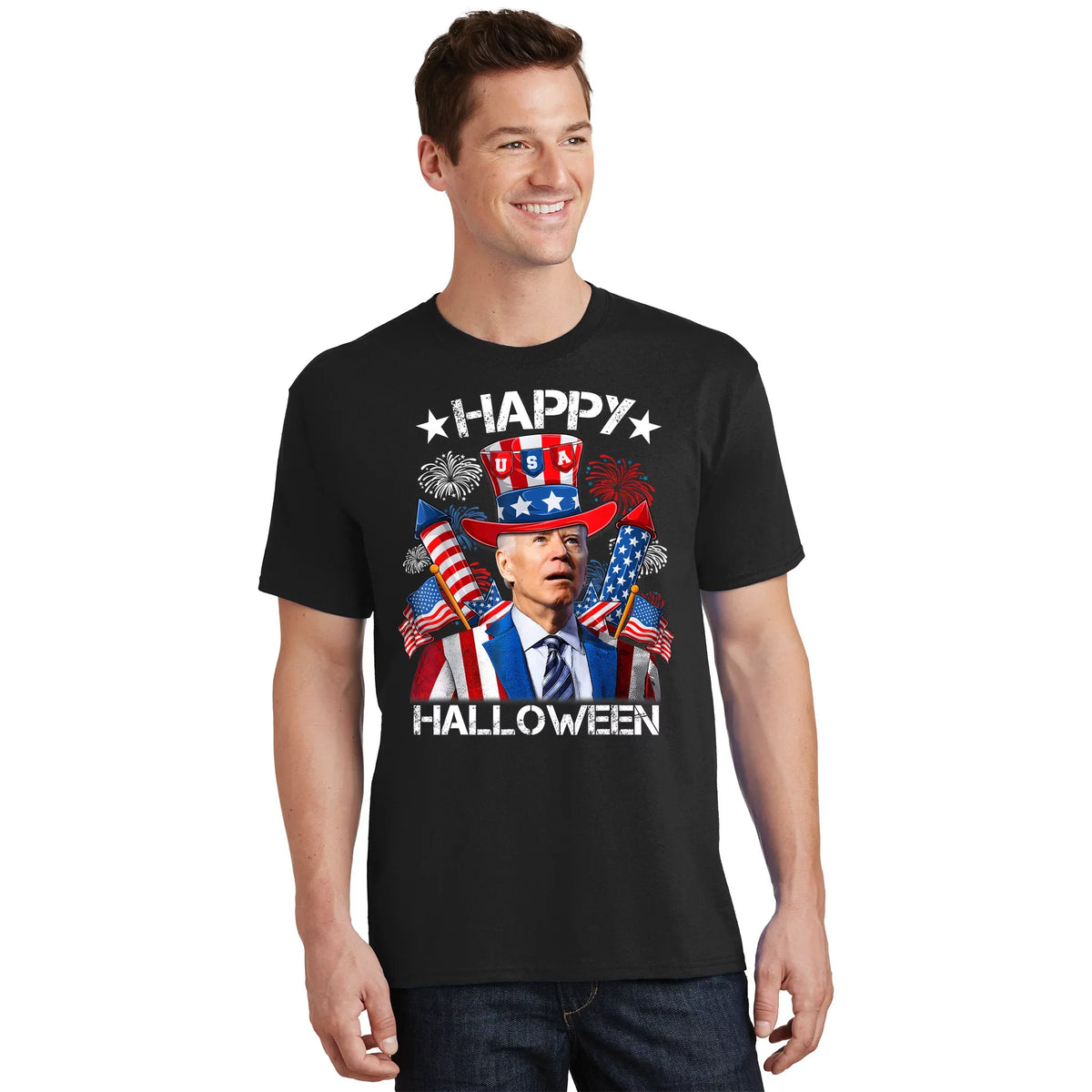 Funny Joe Biden Happy Halloween Confused 4th Of July T-Shirt product image 1