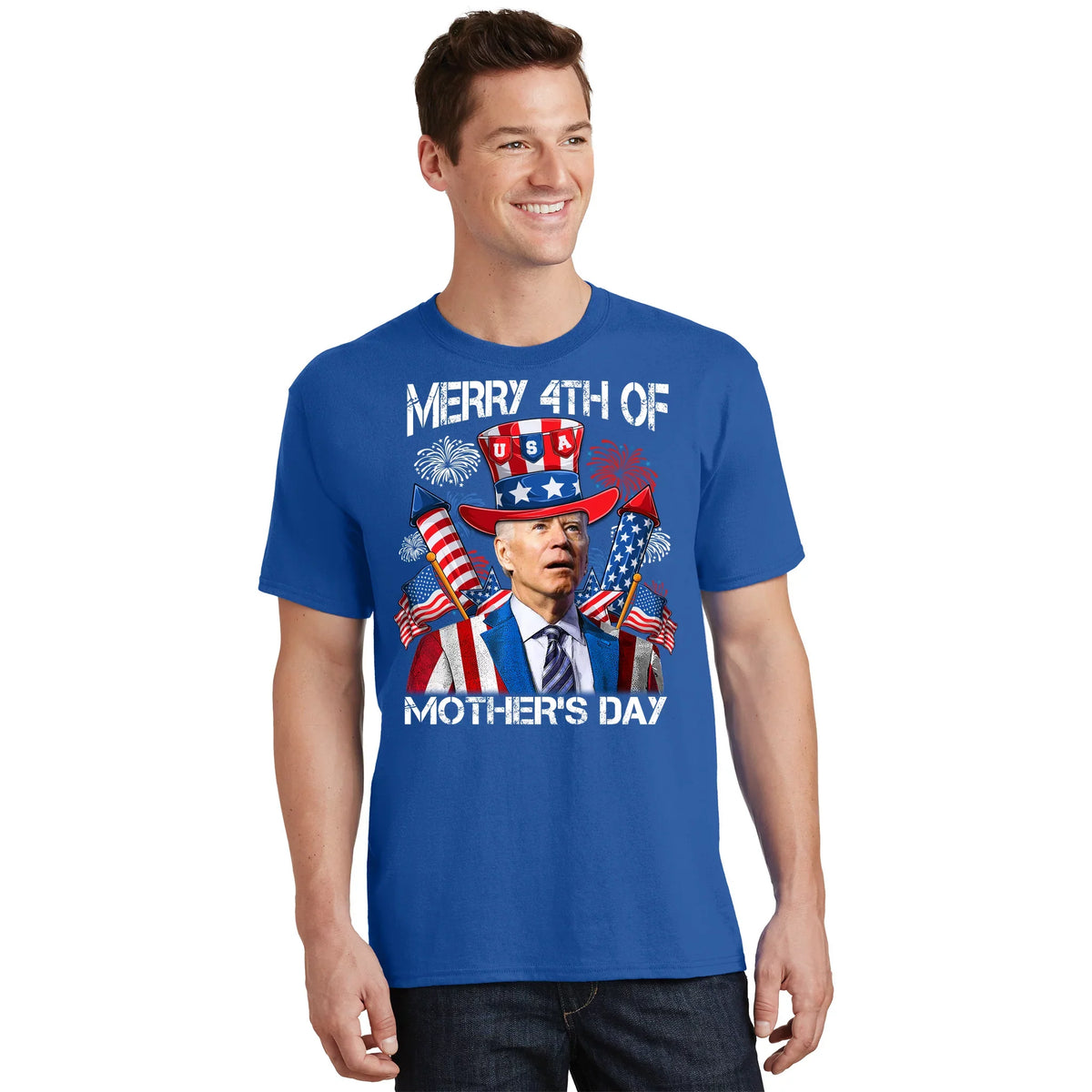 Funny Joe Biden 4th Of July Merry Of Mothers Day USA T-Shirt product image 1