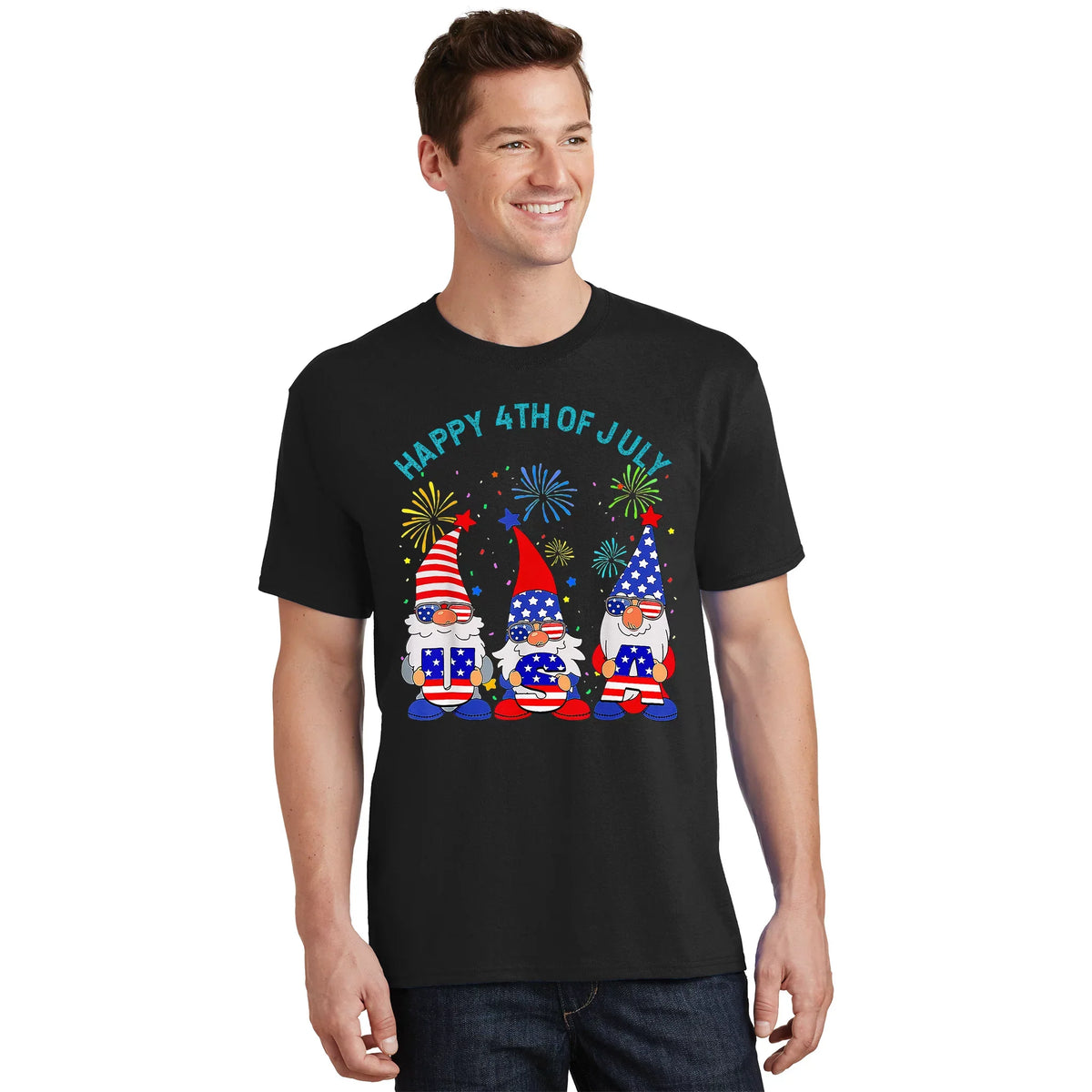 Happy 4th Of July Gnome American US Flag Of T-Shirt product image 1