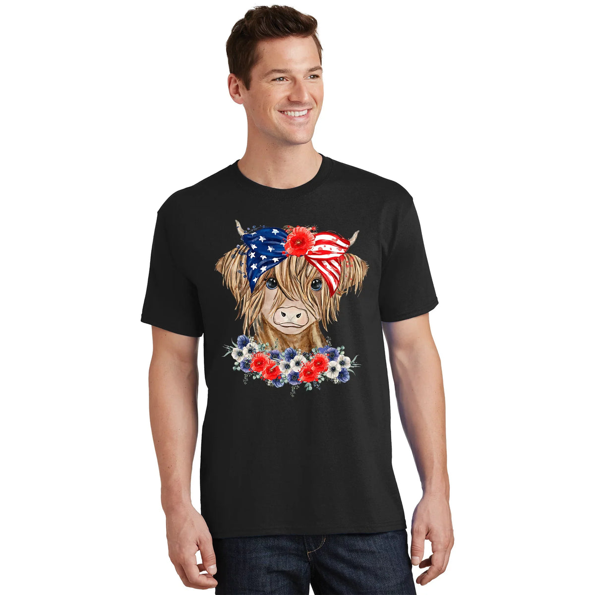 Highland Cow Heifer Bandana American Flag 4th Of July product image 1