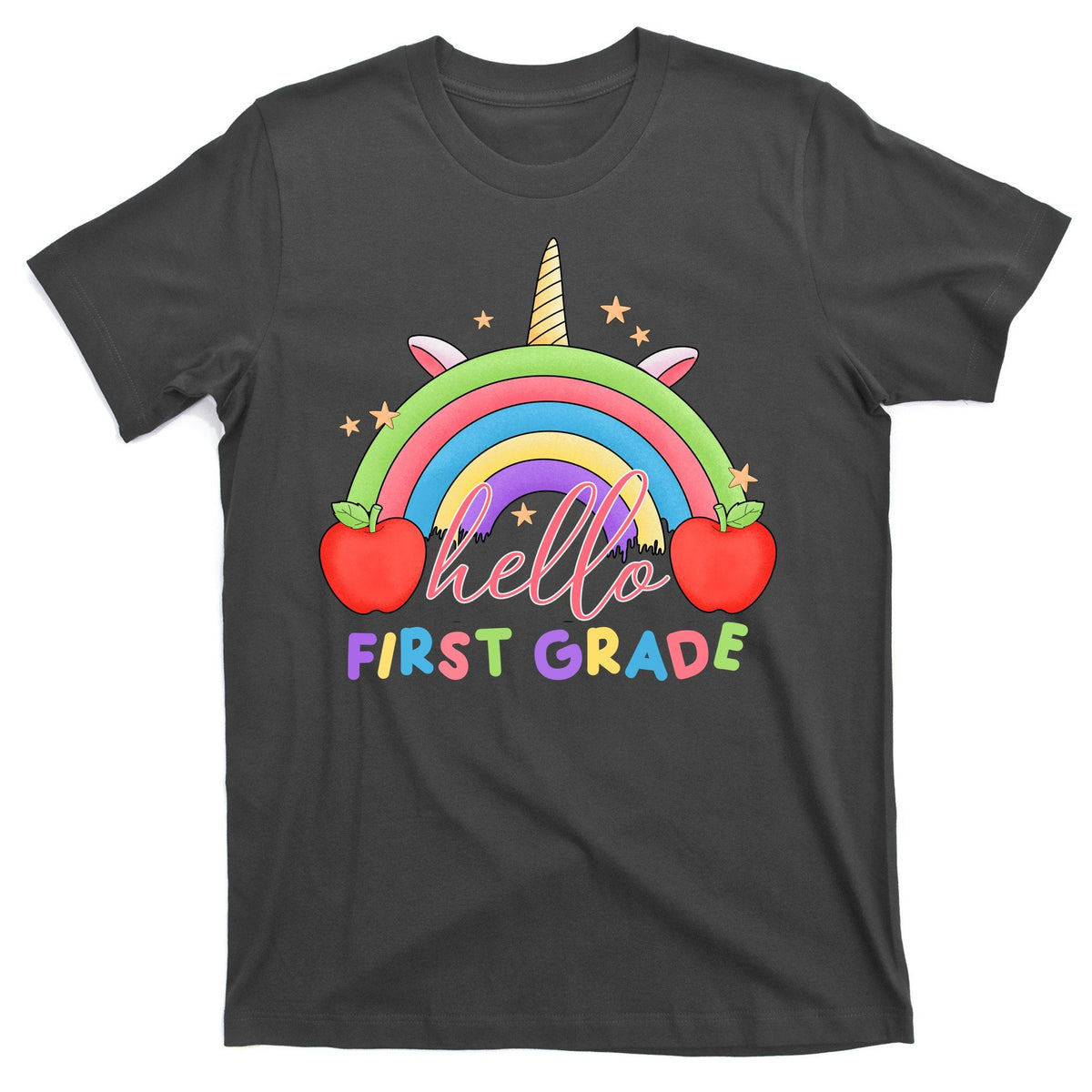 Hello First Grade Rainbow Back To School T-Shirt product image 1