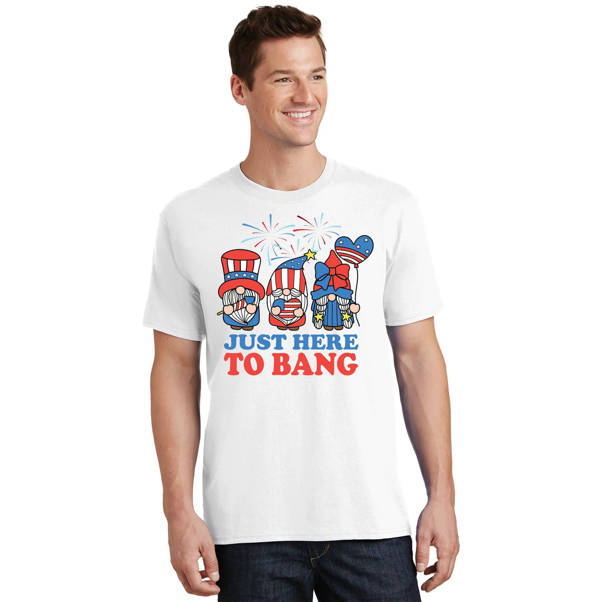 Just Here To Bang Gnome 4th Of July T-Shirt product image 1