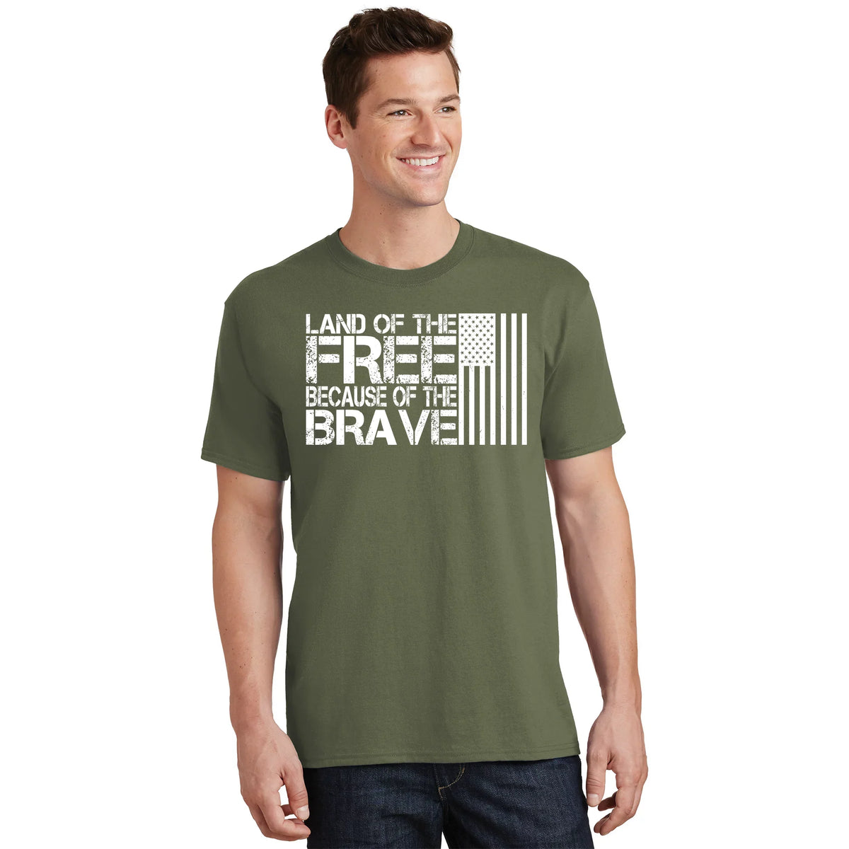 Land Of The Free Because Of Brave Vintage Usa Flag T-Shirt product image 1