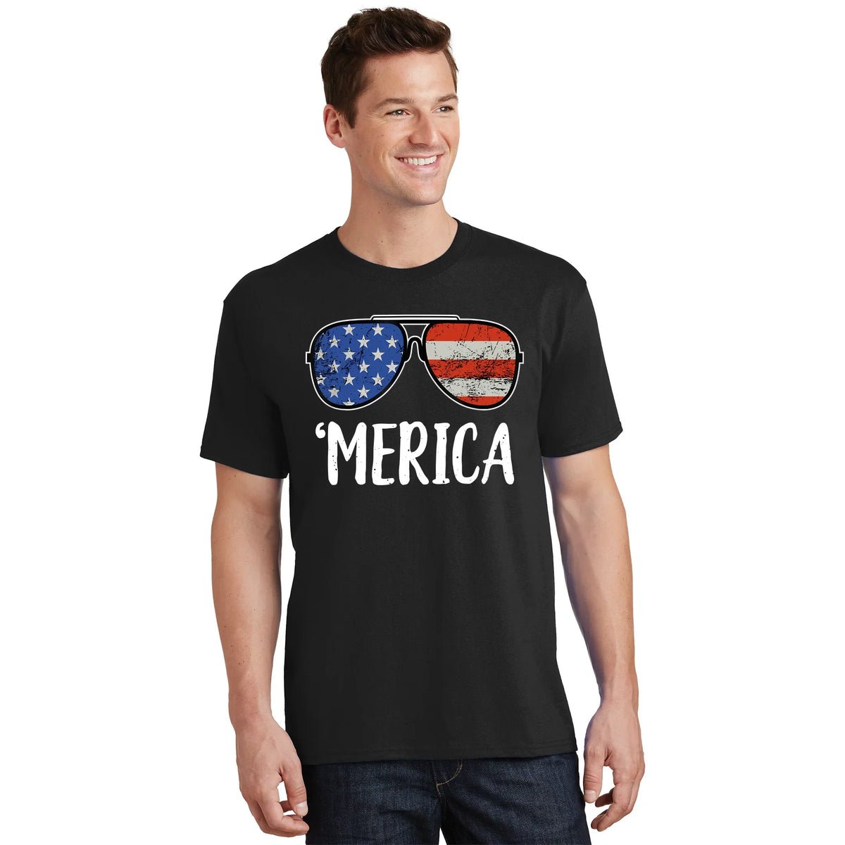 Merica Sunglasses 4th Of July USA American Flag T-Shirt product image 1