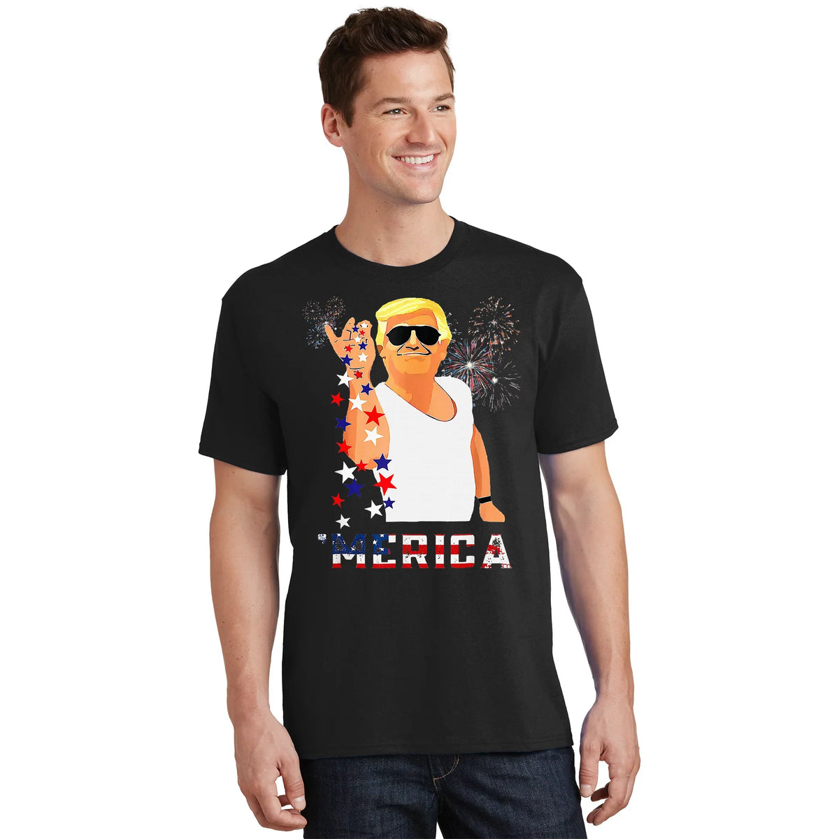 Merica Trump Outfits Don Drunk Donald 4th Of July T-Shirt product image 1