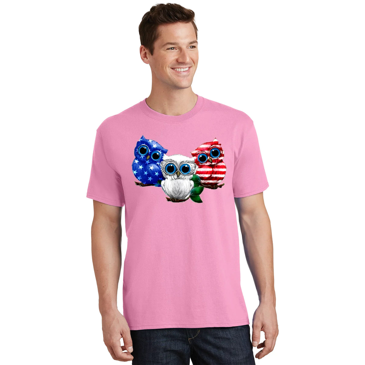 Owl American Flag 4th Of July Lovers Gift T-Shirt product image 1