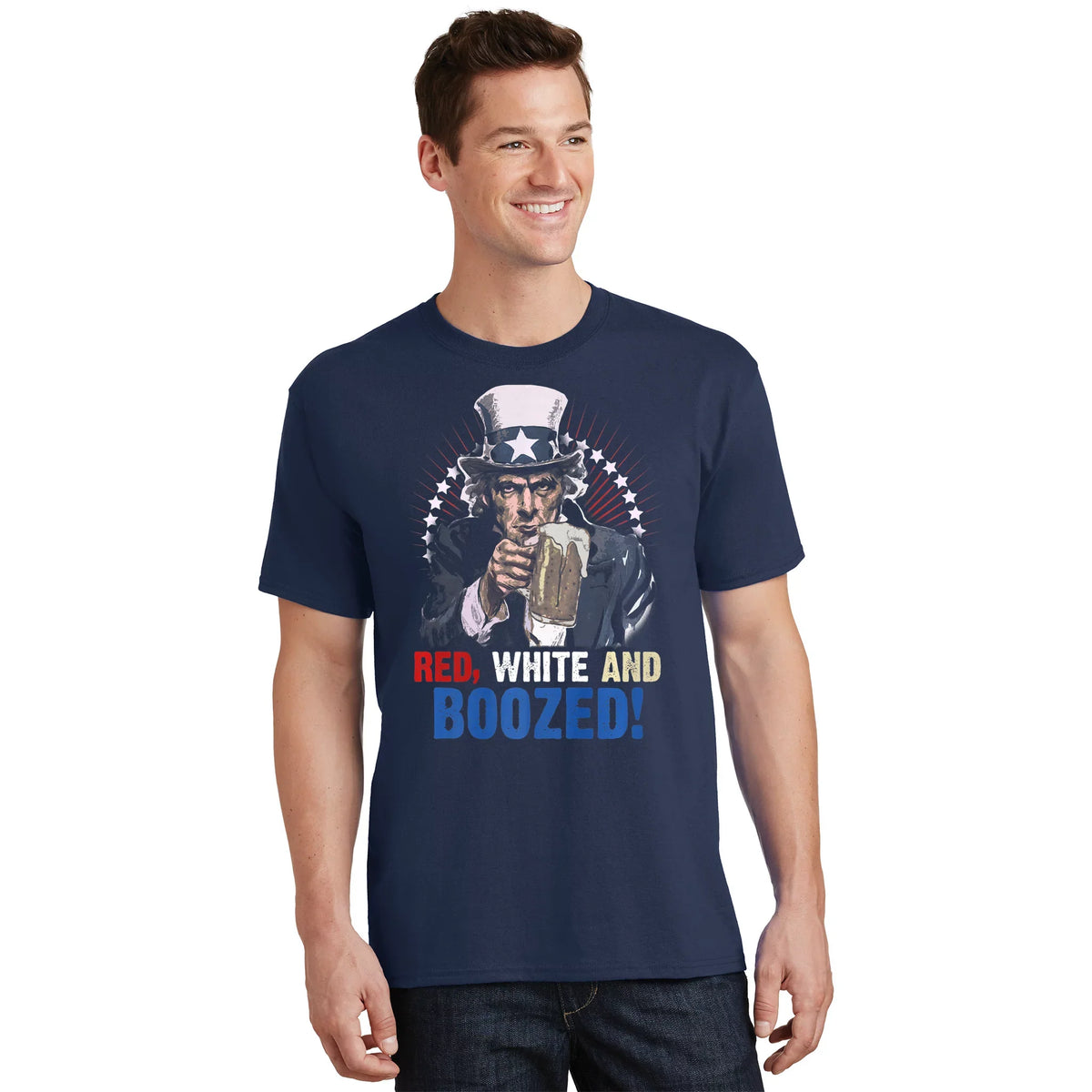 Red White And Boozed! 4th Of July Uncle Sam T-Shirt product image 1