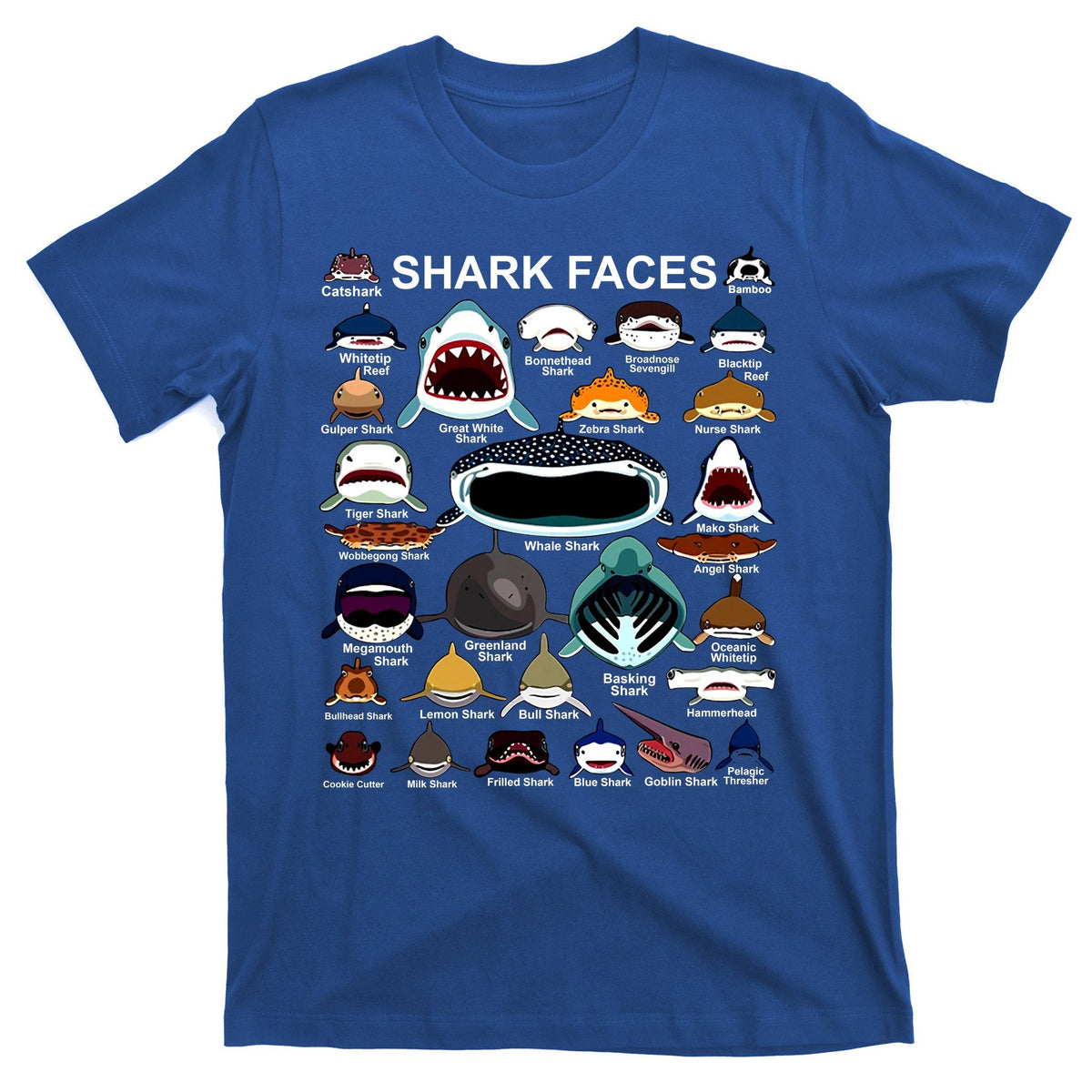 Shark Faces Of All Kinds T-Shirt product image 1