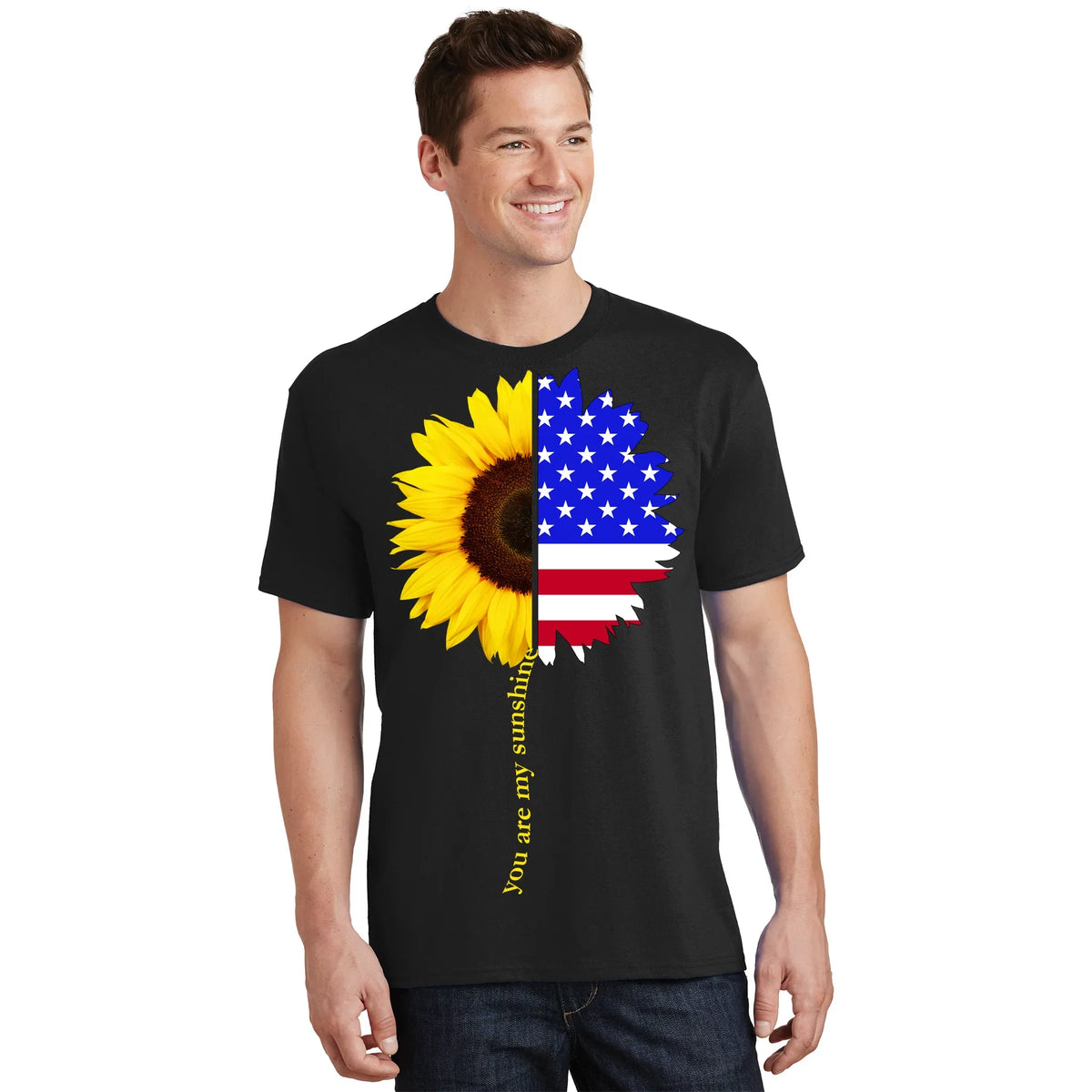 Sunflower American Flag You Are My Sunshine T-Shirt product image 1