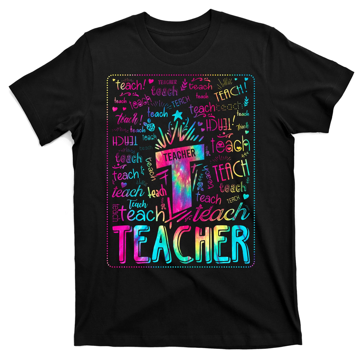 Tie Dye Teacher Typography Word Art T-Shirt product image 1