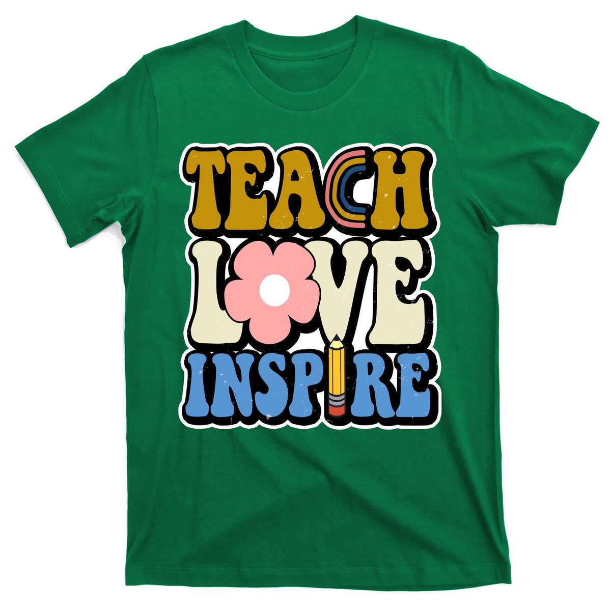 Teach Love Inspire Retro Gift For Teacher T-Shirt product image 1