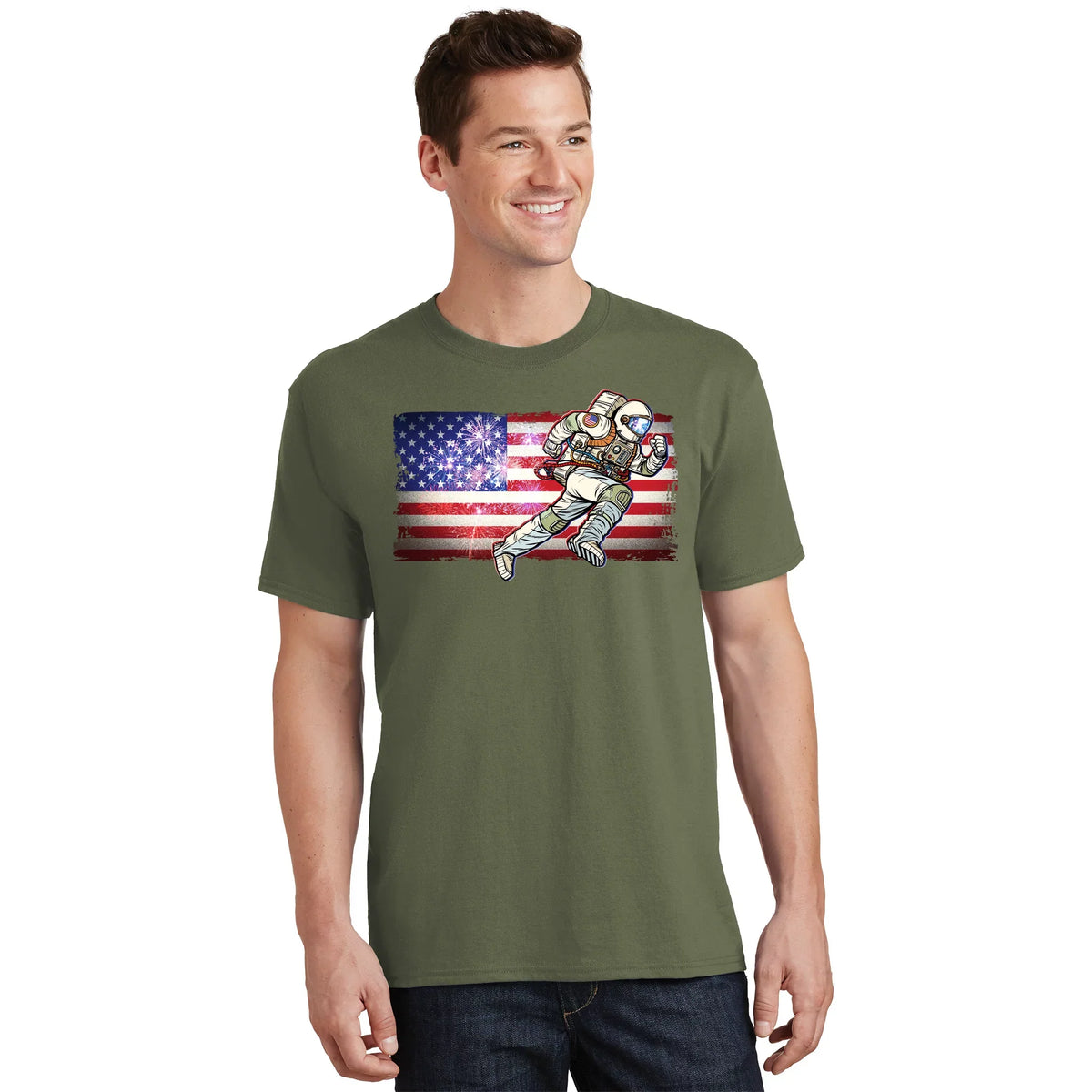 USA American Flag 4th Of July Fireworks Astronaut T-Shirt product image 1