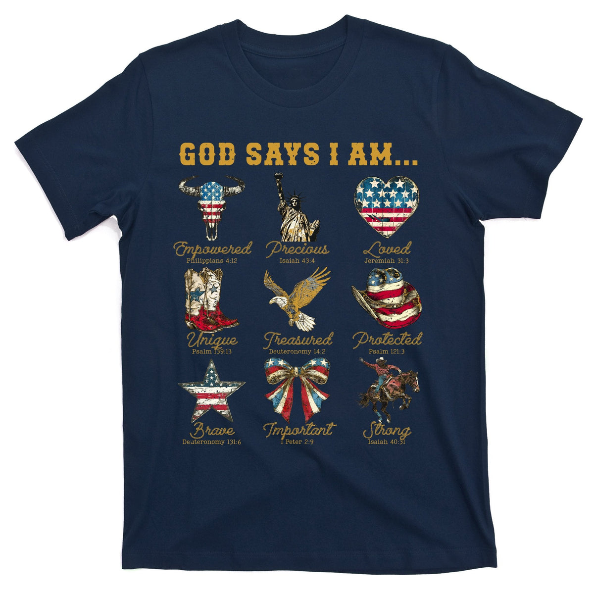 Western God Says I Am 4th Of July Distressed T-Shirt product image 1